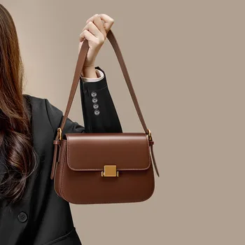 Кожаная женская сумка, новая модная сумка через плечо, сумка для пожилых людей, нишевая сумка для подмышек