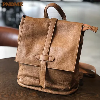 PNDME, женский рюкзак из натуральной воловьей кожи, винтажный рюкзак из натуральной кожи, простой маленький рюкзак для путешествий, мягкие мини-милые сумки для девочек