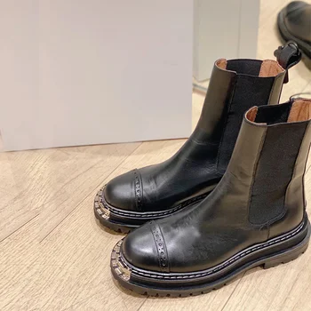 2021 Новые Черные Кожаные ботинки 
