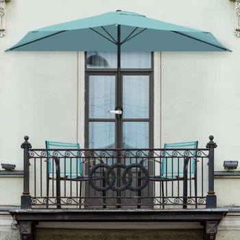Pure Garden 9' Полукруглый зонт для патио - Синий зонтик для экстерьера террасы, мебель для патио