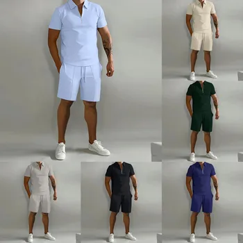 Мужская спортивная одежда, летняя мужская свободная верхняя одежда большого размера из двух предметов