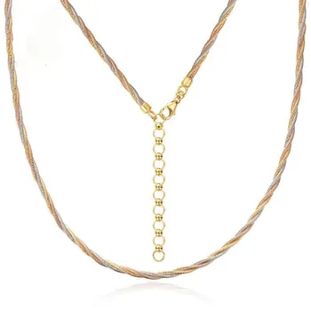Новое ожерелье из многоцветного золота 18 Карат, женское ожерелье из золотой веревки AU750