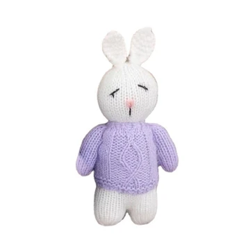 K1MA Маленький кролик, Реквизит для фотосъемки новорожденных, Вязаная игрушка-кролик, Комфорт для новорожденных Мальчиков и девочек, Розовый/Синий/Фиолетовый