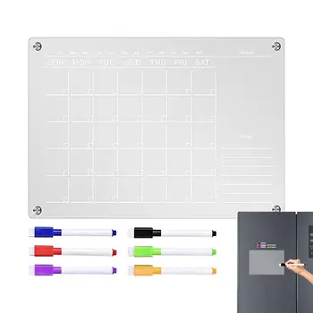 Акриловый календарь Прозрачная магнитная наклейка на холодильник Планировщик для сухого стирания записей на доске Ежемесячный еженедельный график Список дел