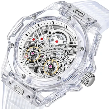 Роскошные механические наручные часы 2023, Деловые Мужские Модные Спортивные часы ONOLA, Водонепроницаемые Выдалбливаемые часы