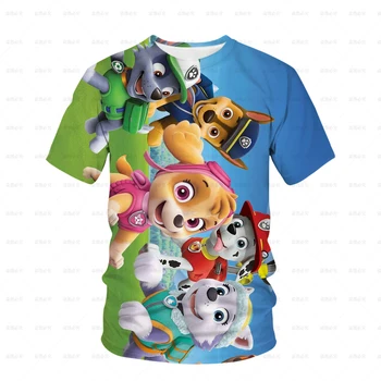 Оригинальная футболка с коротким рукавом Paw Patrol 2023, Дышащая летняя детская одежда для мальчиков, Детская футболка с круглым вырезом