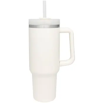 Стакан с ручкой и соломенной крышкой, Бутылка для воды из нержавеющей стали, Дорожная кружка, Изолированная чашка со льдом для чая и кофе