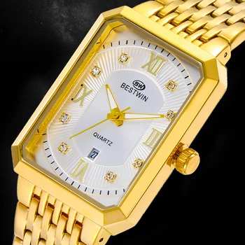 Sdotter Square Date 2023 Мужские Золотые Наручные Часы из Розового Золота и Нержавеющей Стали Мужские Часы для Мужчин Relogio Masculino Luxury Br