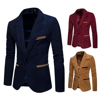Новый Модный Мужской Вельветовый Повседневный Маленький блейзер в тон, куртка 2023, Новый костюм, мужской Короткий блейзер