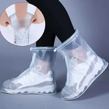 Мужские и женские чехлы для обуви, непромокаемые ботильоны на плоской подошве, многоразовый нескользящий чехол из ПВХ для обуви с внутренним водонепроницаемым слоем