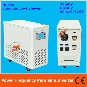 Частота питания 3000 Вт, чистая синусоидальная волна, солнечный инвертор с зарядным устройством от DC48V до AC110V220V LCD AC by Pass AVR