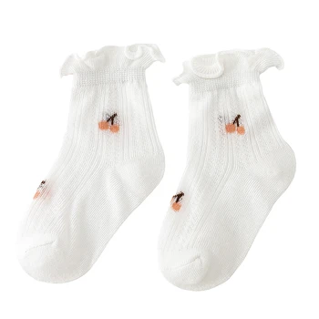 Очаровательные носки с оборками для маленьких девочек, Нежные Дышащие Хлопчатобумажные носки с кружевной отделкой, Легкие сетчатые носки на лето