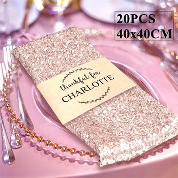 Салфетка из розового золота 40x40 см с блестками для свадебного мероприятия, Банкетная скатерть, Салфетки для украшения отеля