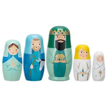 Матрешки с Иисусом, 5 шт., набор деревянных русских игрушек с Иисусом, Рождественский Пасхальный подарок на День Рождения, украшение дома​