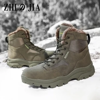 Плюс Размер 47 Зимняя обувь, Военные тактические мужские ботинки 2023 года, кожаные ботильоны для боя в пустыне, Армейская мужская обувь