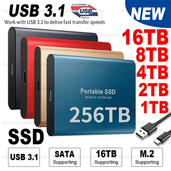 Оригинальный Высокоскоростной 256 Тб SSD 4 ТБ 2 ТБ Портативный внешний твердотельный жесткий диск с Интерфейсом USB3.1 Мобильный жесткий диск для Ноутбука ps4