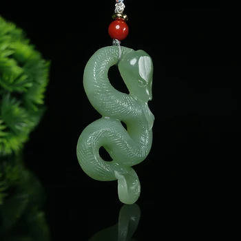 Натуральный Хотан, полый нефритовый кулон ручной работы, зодиакальная змея, ожерелье из зеленого нефрита, уникальные ожерелья из жадеита, мужские ювелирные изделия