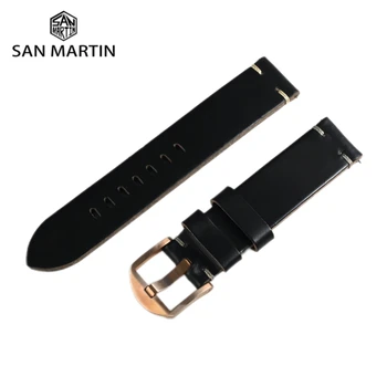 Быстроразъемные кожаные ремешки для часов San Martin Ремешок из воловьей кожи премиум-класса Horween 20 мм Гибкие сменные ремешки для часов с пряжкой