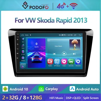 Podofo 2 Din Android Автомобильный Радиоприемник, Мультимедийный Видеоплеер Для Volkswagen Skoda Rapid 2013, GPS Навигация, 2din Carplay, Авто Стерео