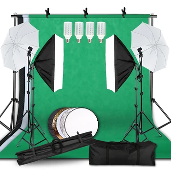 Комплект для освещения софтбокса для фотосъемки в фотостудии с фоновой рамкой 2, 6x3 м, 3 шт., штатив, отражающая доска, зонтик