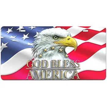 Американский флаг с номерным знаком белоголового орлана, алюминиевый 3D декоративный передний номерной знак автомобиля, дизайн передних номерных знаков