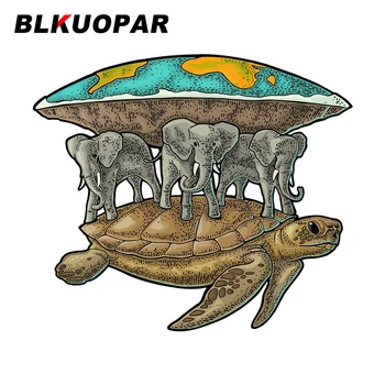 BLKUOPAR 13 см x 11,5 см для слонов и черепах, держащих плоскую Землю, наклейки для автомобилей и деколи, декор для царапин, сделанный своими руками