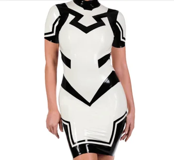 Резиновое платье Gummi из латекса, облегающее, спортивное, белое, Schwarz Sexy Kleid 0,4 мм, S-XXL
