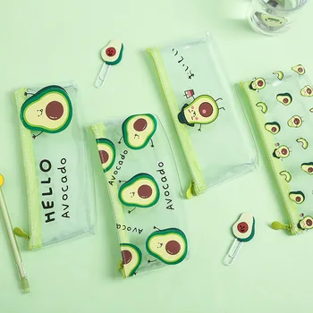 Водонепроницаемый Прозрачный Пенал серии Avocado, Канцелярские принадлежности из ПВХ, подарок для студентов, сумка для карандашей, косметичка для макияжа Kawaii, Дорожные сумки