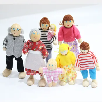 2022 Новая деревянная мебель, Миниатюрные игрушки, мини-деревянные куклы, семейные куклы, Детские игрушки для игр в доме, рождественские подарки для мальчиков и девочек