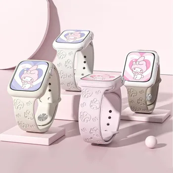 Ремешок для часов Mymelody Iwatch с прозрачной резьбой Подходит для всего ассортимента Apple Watch Эластичный силиконовый ремешок, приятный для кожи