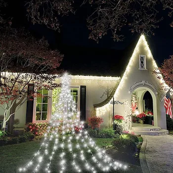 Уличные огни для Рождественской елки, Водонепроницаемые гирлянды со звездами, Гирлянда, Рождественское украшение для вечеринки в саду Navidad, свадьба