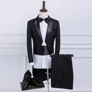 Сшитое на заказ Свадебное платье Жениха, Блейзер, Брюки, Деловые Классические брюки высокого класса SA05-73999
