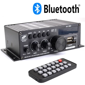 AK380 Hi-Fi Bluetooth Усилитель Домашний Цифровой Аудиоканал 2,0 40 Вт + 40 Вт Музыкальный Плеер Поддержка FM USB SD низких и высоких частот 12V3A
