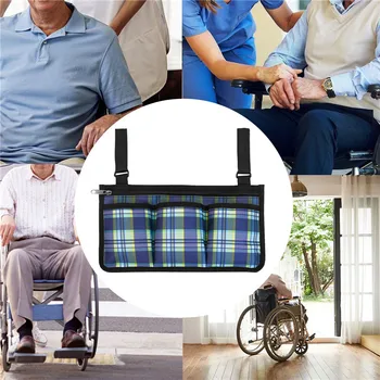 Сумка для подлокотника инвалидной коляски, Боковая сумка для хранения, Многокарманная сумка для хранения со светоотражающей полосой, подвесная сумка для хранения инвалидной коляски