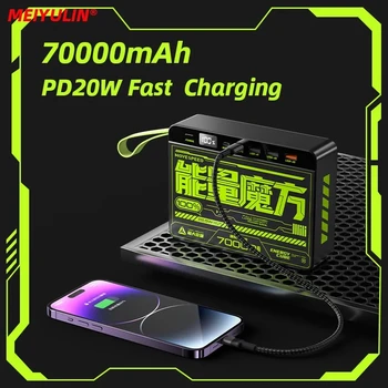 MEIYULIN Портативный Power Bank 70000 мАч 22,5 Вт 4 Порта Внешний Запасной Аккумулятор USB C PD20W Быстрая Зарядка Powerbank для iPhone Xiaomi