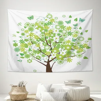 Настенное покрытие из крупной ткани с красочным рисунком в виде дерева, Мем-Гобелен, Эстетичный декор для спальни, Тканевый фон для ковра, Коврики для йоги