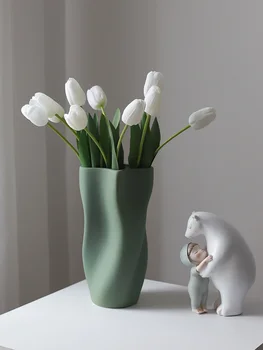 Morandi высококачественная зеленая керамическая ваза, украшения, настольная цветочная композиция, цветы, чувство дизайна ниши