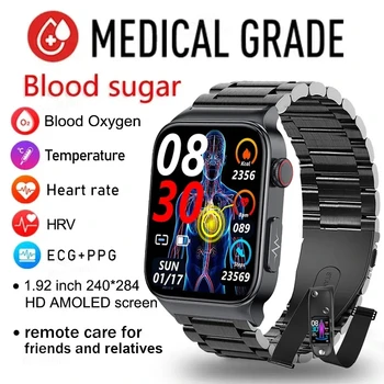 2023 Здоровые Смарт-Часы с уровнем сахара в крови Для Мужчин, ЭКГ + PPG, Точная Температура тела, Пульсометр, Умные Часы, ВСР, Часы для измерения артериального давления