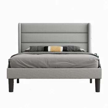 Роскошная кожаная кровать на платформе King size queen с мягким каркасом двухъярусной кровати комплект мебели для спальни без изголовья