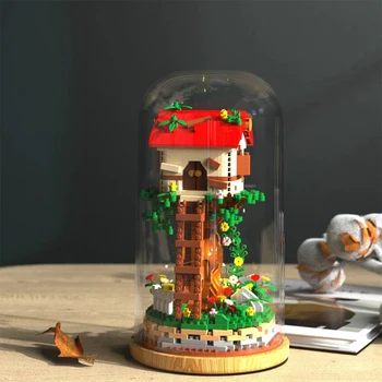Лесной Домик на дереве Мини-здание Blick Block Алмазная собранная 3D модель Diy Лесной Домик Микро Кирпичные фигурки Игрушки с коробкой дисплея
