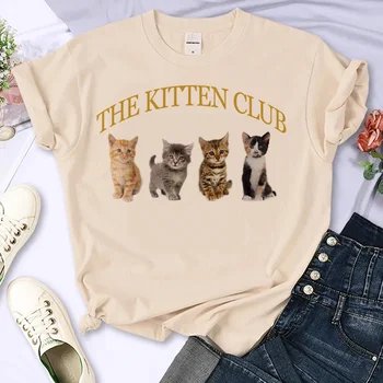 Футболка The Kitten Club, женские летние футболки в японском стиле с графическим рисунком, японская одежда с аниме-комиксами
