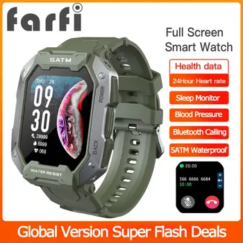 Смарт-наручные часы Farfi с Bluetooth-вызовом, смарт-часы На открытом Воздухе, 5ATM, Водонепроницаемый, Спортивный, Фитнес, Сон, Монитор кислорода в крови, Браслет