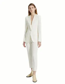 2020 Белые женские костюмы, Блейзер, Весенне-летние женские костюмы, Офисная одежда, Женская рабочая одежда, офисный костюм, костюм из 2 предметов (куртка + брюки)