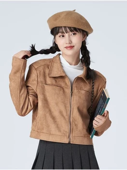 Куртки для женщин, весна-осень 2023, Новая корейская универсальная куртка, пальто, Модный воротник ПОЛО, пальто в уличном стиле, Женская одежда