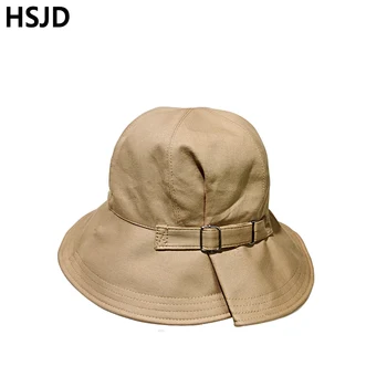 Элегантная Женская Широкополая шляпа-ведро, летняя мода, однотонный куполообразный верх с широкими полями, складные Солнцезащитные Шляпы, Женская плиссированная шляпа Рыбака