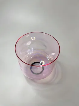 6-8-дюймовая розовая прозрачная кварцевая поющая чаша с космическим светом для заживления звуков с бесплатным молотком и уплотнительным кольцом