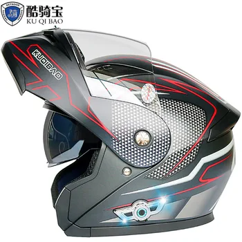 Мотоциклетный шлем KUQIBAO, встроенный Bluetooth, Откидные Мото-шлемы, Противотуманные HD, двойные линзы, Каско, Мото, ABS, аварийный мотоциклетный шлем