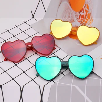 Красочные солнцезащитные очки в форме сердца с желеобразными линзами, Очки для защиты от солнца на открытом воздухе, многоцветные солнцезащитные очки