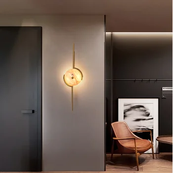 Постмодернистский скандинавский настенный светильник из натурального мрамора, простой светильник для гостиной, креативная прикроватная тумбочка, дизайнерский роскошный настенный светильник