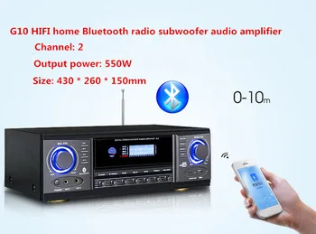 Домашний динамик G10 550 Вт 2,0-канальный Hi-FI, Bluetooth-радио, сабвуфер, усилитель со светодиодным дисплеем, микрофонный вход для воспроизведения через USB/SD